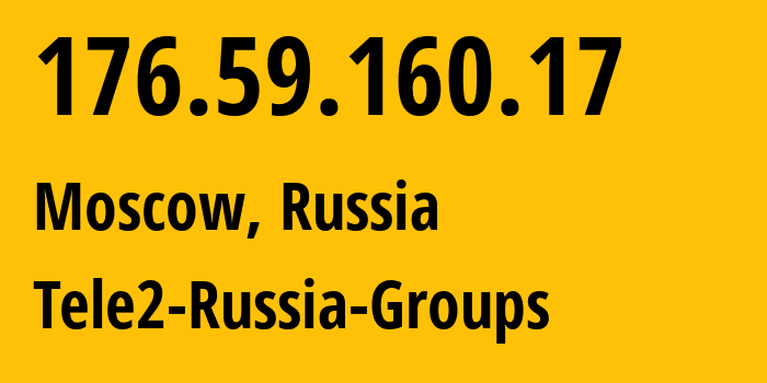 IP address 176.59.160.17 (Moscow, Moscow, Russia) get location, coordinates on map, ISP provider AS12958 Tele2-Russia-Groups // who is provider of ip address 176.59.160.17, whose IP address