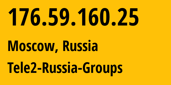 IP address 176.59.160.25 (Moscow, Moscow, Russia) get location, coordinates on map, ISP provider AS12958 Tele2-Russia-Groups // who is provider of ip address 176.59.160.25, whose IP address