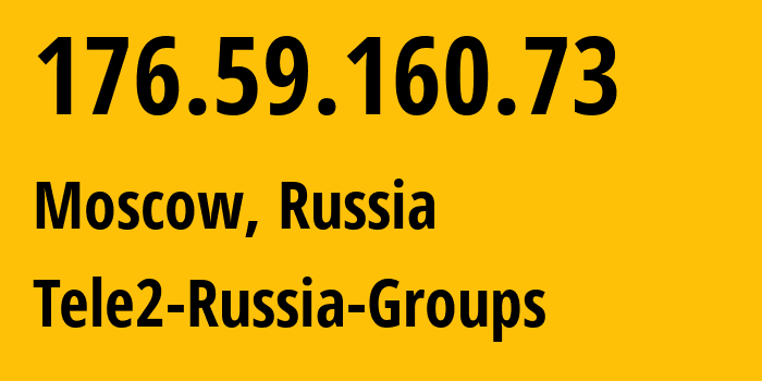 IP-адрес 176.59.160.73 (Москва, Москва, Россия) определить местоположение, координаты на карте, ISP провайдер AS12958 Tele2-Russia-Groups // кто провайдер айпи-адреса 176.59.160.73