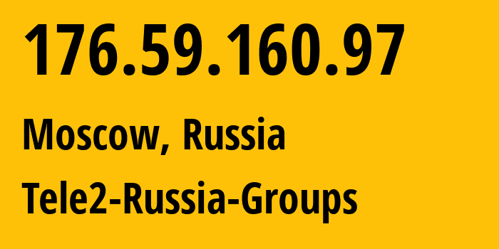 IP-адрес 176.59.160.97 (Москва, Москва, Россия) определить местоположение, координаты на карте, ISP провайдер AS12958 Tele2-Russia-Groups // кто провайдер айпи-адреса 176.59.160.97