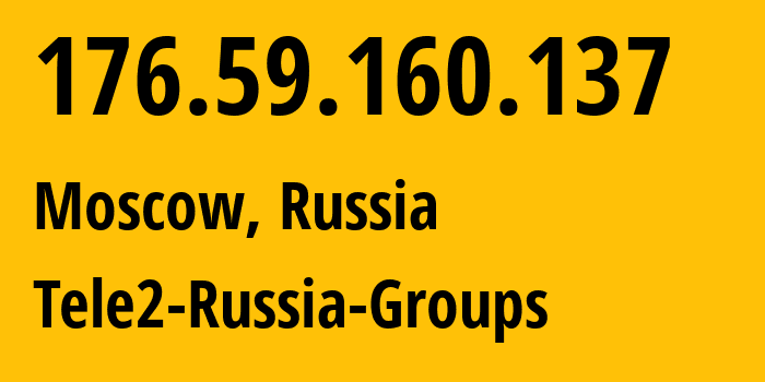 IP address 176.59.160.137 (Moscow, Moscow, Russia) get location, coordinates on map, ISP provider AS12958 Tele2-Russia-Groups // who is provider of ip address 176.59.160.137, whose IP address