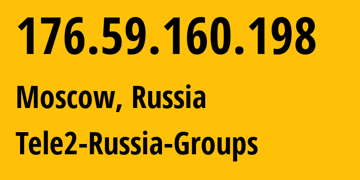 IP address 176.59.160.198 (Moscow, Moscow, Russia) get location, coordinates on map, ISP provider AS12958 Tele2-Russia-Groups // who is provider of ip address 176.59.160.198, whose IP address