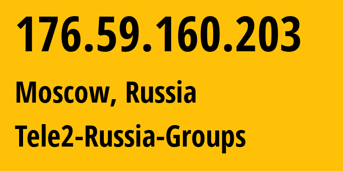 IP address 176.59.160.203 (Moscow, Moscow, Russia) get location, coordinates on map, ISP provider AS12958 Tele2-Russia-Groups // who is provider of ip address 176.59.160.203, whose IP address