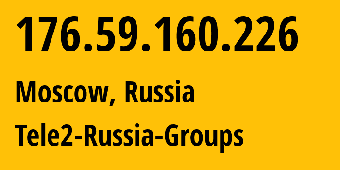 IP-адрес 176.59.160.226 (Москва, Москва, Россия) определить местоположение, координаты на карте, ISP провайдер AS12958 Tele2-Russia-Groups // кто провайдер айпи-адреса 176.59.160.226