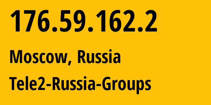 IP-адрес 176.59.162.2 (Москва, Москва, Россия) определить местоположение, координаты на карте, ISP провайдер AS12958 Tele2-Russia-Groups // кто провайдер айпи-адреса 176.59.162.2