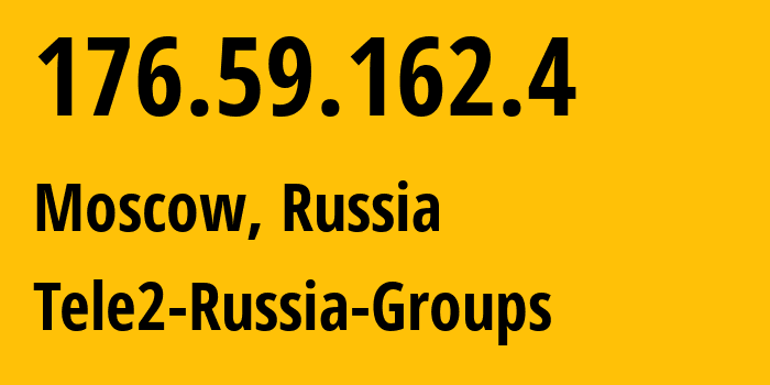 IP-адрес 176.59.162.4 (Москва, Москва, Россия) определить местоположение, координаты на карте, ISP провайдер AS12958 Tele2-Russia-Groups // кто провайдер айпи-адреса 176.59.162.4