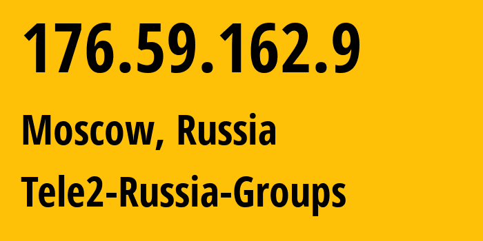 IP address 176.59.162.9 (Moscow, Moscow, Russia) get location, coordinates on map, ISP provider AS12958 Tele2-Russia-Groups // who is provider of ip address 176.59.162.9, whose IP address