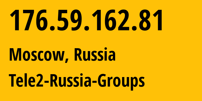 IP-адрес 176.59.162.81 (Москва, Москва, Россия) определить местоположение, координаты на карте, ISP провайдер AS12958 Tele2-Russia-Groups // кто провайдер айпи-адреса 176.59.162.81