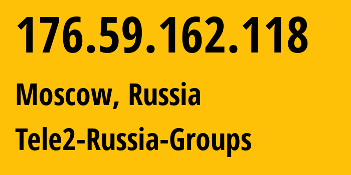 IP address 176.59.162.118 (Moscow, Moscow, Russia) get location, coordinates on map, ISP provider AS12958 Tele2-Russia-Groups // who is provider of ip address 176.59.162.118, whose IP address