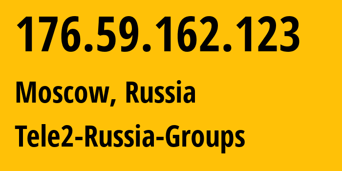 IP address 176.59.162.123 (Moscow, Moscow, Russia) get location, coordinates on map, ISP provider AS12958 Tele2-Russia-Groups // who is provider of ip address 176.59.162.123, whose IP address