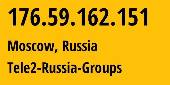 IP address 176.59.162.151 (Moscow, Moscow, Russia) get location, coordinates on map, ISP provider AS12958 Tele2-Russia-Groups // who is provider of ip address 176.59.162.151, whose IP address