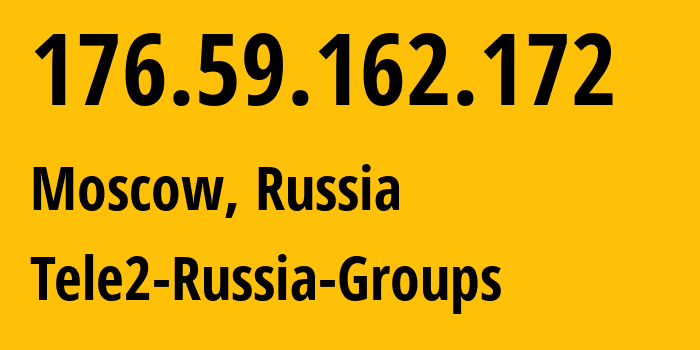 IP address 176.59.162.172 (Moscow, Moscow, Russia) get location, coordinates on map, ISP provider AS12958 Tele2-Russia-Groups // who is provider of ip address 176.59.162.172, whose IP address