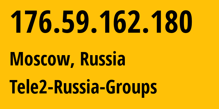 IP address 176.59.162.180 (Moscow, Moscow, Russia) get location, coordinates on map, ISP provider AS12958 Tele2-Russia-Groups // who is provider of ip address 176.59.162.180, whose IP address