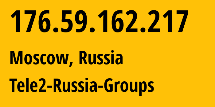 IP address 176.59.162.217 (Moscow, Moscow, Russia) get location, coordinates on map, ISP provider AS12958 Tele2-Russia-Groups // who is provider of ip address 176.59.162.217, whose IP address