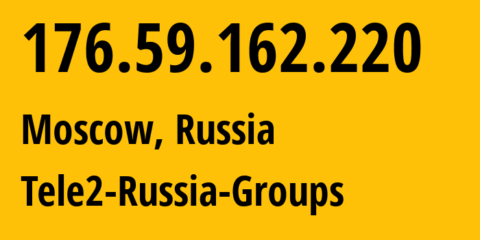 IP-адрес 176.59.162.220 (Москва, Москва, Россия) определить местоположение, координаты на карте, ISP провайдер AS12958 Tele2-Russia-Groups // кто провайдер айпи-адреса 176.59.162.220