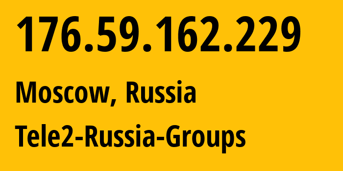 IP address 176.59.162.229 (Moscow, Moscow, Russia) get location, coordinates on map, ISP provider AS12958 Tele2-Russia-Groups // who is provider of ip address 176.59.162.229, whose IP address