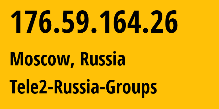 IP-адрес 176.59.164.26 (Москва, Москва, Россия) определить местоположение, координаты на карте, ISP провайдер AS12958 Tele2-Russia-Groups // кто провайдер айпи-адреса 176.59.164.26