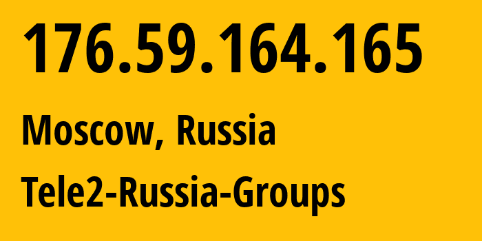 IP address 176.59.164.165 (Moscow, Moscow, Russia) get location, coordinates on map, ISP provider AS12958 Tele2-Russia-Groups // who is provider of ip address 176.59.164.165, whose IP address