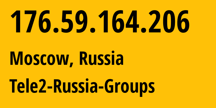IP-адрес 176.59.164.206 (Москва, Москва, Россия) определить местоположение, координаты на карте, ISP провайдер AS12958 Tele2-Russia-Groups // кто провайдер айпи-адреса 176.59.164.206