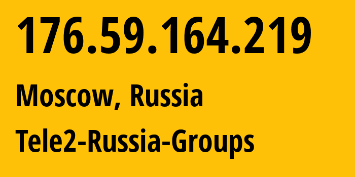 IP address 176.59.164.219 (Moscow, Moscow, Russia) get location, coordinates on map, ISP provider AS12958 Tele2-Russia-Groups // who is provider of ip address 176.59.164.219, whose IP address