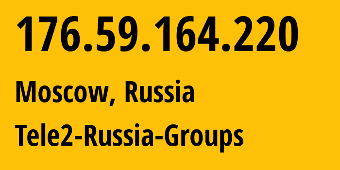 IP address 176.59.164.220 (Moscow, Moscow, Russia) get location, coordinates on map, ISP provider AS12958 Tele2-Russia-Groups // who is provider of ip address 176.59.164.220, whose IP address