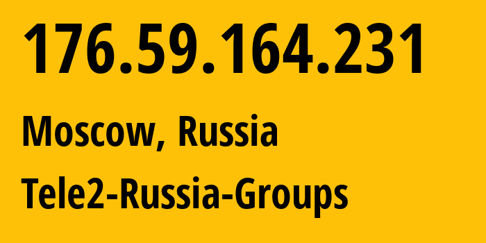 IP-адрес 176.59.164.231 (Москва, Москва, Россия) определить местоположение, координаты на карте, ISP провайдер AS12958 Tele2-Russia-Groups // кто провайдер айпи-адреса 176.59.164.231