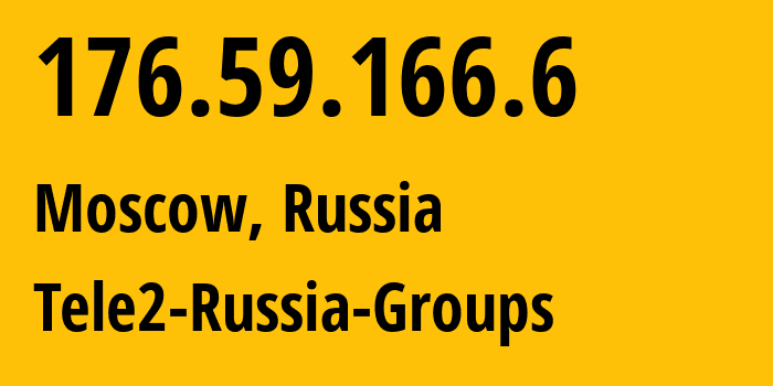 IP-адрес 176.59.166.6 (Москва, Москва, Россия) определить местоположение, координаты на карте, ISP провайдер AS12958 Tele2-Russia-Groups // кто провайдер айпи-адреса 176.59.166.6