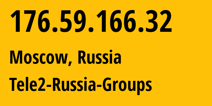 IP address 176.59.166.32 (Moscow, Moscow, Russia) get location, coordinates on map, ISP provider AS12958 Tele2-Russia-Groups // who is provider of ip address 176.59.166.32, whose IP address