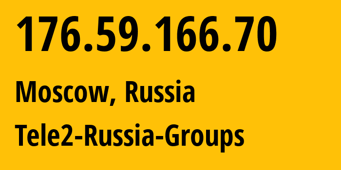 IP address 176.59.166.70 (Moscow, Moscow, Russia) get location, coordinates on map, ISP provider AS12958 Tele2-Russia-Groups // who is provider of ip address 176.59.166.70, whose IP address