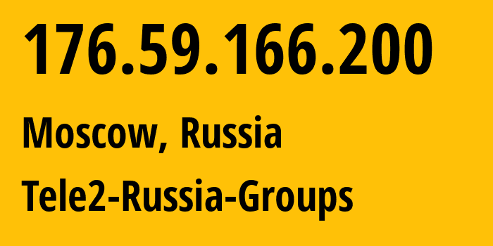 IP-адрес 176.59.166.200 (Москва, Москва, Россия) определить местоположение, координаты на карте, ISP провайдер AS12958 Tele2-Russia-Groups // кто провайдер айпи-адреса 176.59.166.200