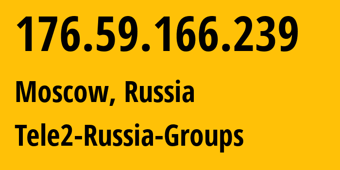 IP address 176.59.166.239 (Moscow, Moscow, Russia) get location, coordinates on map, ISP provider AS12958 Tele2-Russia-Groups // who is provider of ip address 176.59.166.239, whose IP address