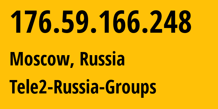 IP-адрес 176.59.166.248 (Москва, Москва, Россия) определить местоположение, координаты на карте, ISP провайдер AS12958 Tele2-Russia-Groups // кто провайдер айпи-адреса 176.59.166.248