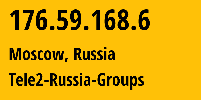 IP-адрес 176.59.168.6 (Москва, Москва, Россия) определить местоположение, координаты на карте, ISP провайдер AS12958 Tele2-Russia-Groups // кто провайдер айпи-адреса 176.59.168.6