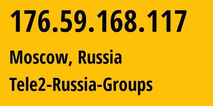 IP address 176.59.168.117 (Moscow, Moscow, Russia) get location, coordinates on map, ISP provider AS12958 Tele2-Russia-Groups // who is provider of ip address 176.59.168.117, whose IP address