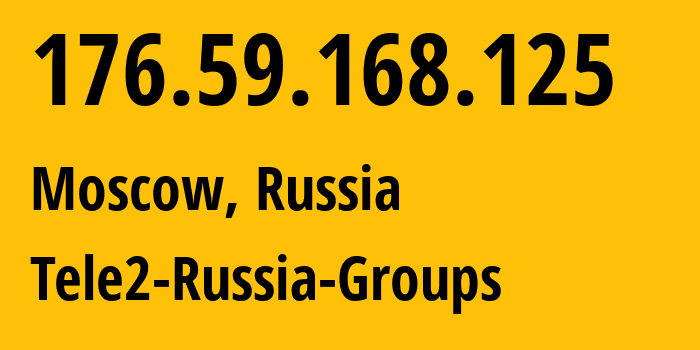 IP-адрес 176.59.168.125 (Москва, Москва, Россия) определить местоположение, координаты на карте, ISP провайдер AS12958 Tele2-Russia-Groups // кто провайдер айпи-адреса 176.59.168.125