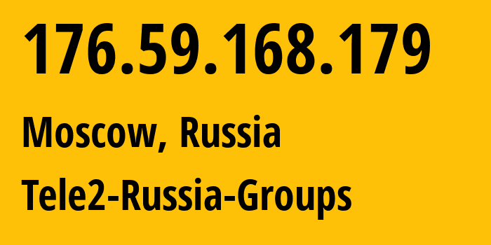 IP address 176.59.168.179 (Moscow, Moscow, Russia) get location, coordinates on map, ISP provider AS12958 Tele2-Russia-Groups // who is provider of ip address 176.59.168.179, whose IP address