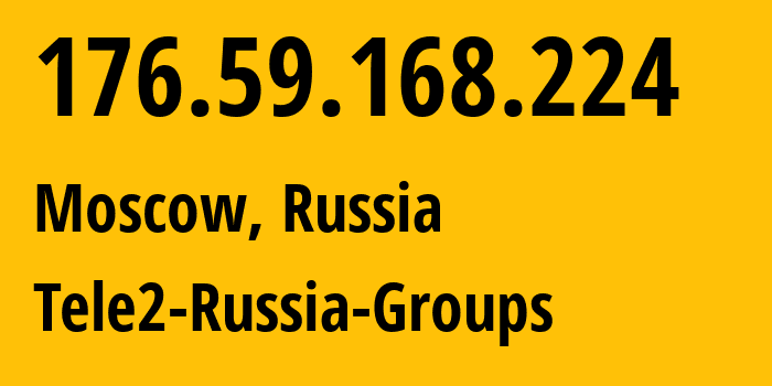 IP address 176.59.168.224 (Moscow, Moscow, Russia) get location, coordinates on map, ISP provider AS12958 Tele2-Russia-Groups // who is provider of ip address 176.59.168.224, whose IP address