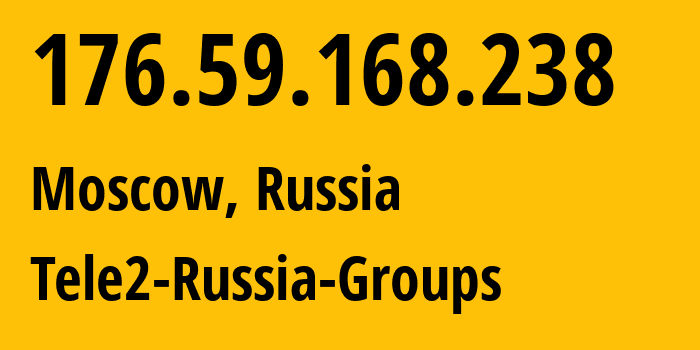 IP address 176.59.168.238 (Moscow, Moscow, Russia) get location, coordinates on map, ISP provider AS12958 Tele2-Russia-Groups // who is provider of ip address 176.59.168.238, whose IP address