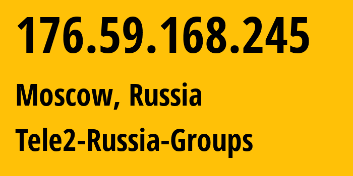 IP-адрес 176.59.168.245 (Москва, Москва, Россия) определить местоположение, координаты на карте, ISP провайдер AS12958 Tele2-Russia-Groups // кто провайдер айпи-адреса 176.59.168.245