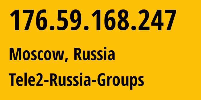 IP-адрес 176.59.168.247 (Москва, Москва, Россия) определить местоположение, координаты на карте, ISP провайдер AS12958 Tele2-Russia-Groups // кто провайдер айпи-адреса 176.59.168.247