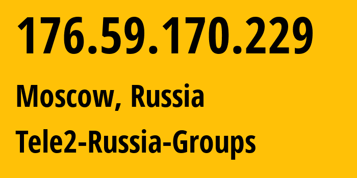 IP-адрес 176.59.170.229 (Москва, Москва, Россия) определить местоположение, координаты на карте, ISP провайдер AS12958 Tele2-Russia-Groups // кто провайдер айпи-адреса 176.59.170.229