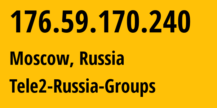 IP address 176.59.170.240 (Moscow, Moscow, Russia) get location, coordinates on map, ISP provider AS12958 Tele2-Russia-Groups // who is provider of ip address 176.59.170.240, whose IP address