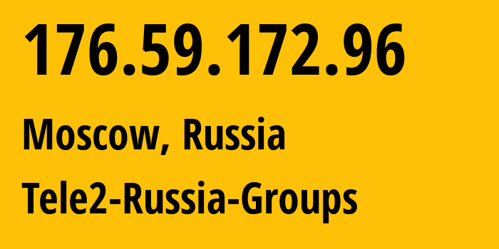 IP-адрес 176.59.172.96 (Москва, Москва, Россия) определить местоположение, координаты на карте, ISP провайдер AS12958 Tele2-Russia-Groups // кто провайдер айпи-адреса 176.59.172.96