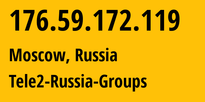 IP address 176.59.172.119 (Moscow, Moscow, Russia) get location, coordinates on map, ISP provider AS12958 Tele2-Russia-Groups // who is provider of ip address 176.59.172.119, whose IP address