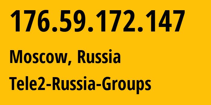 IP address 176.59.172.147 (Moscow, Moscow, Russia) get location, coordinates on map, ISP provider AS12958 Tele2-Russia-Groups // who is provider of ip address 176.59.172.147, whose IP address