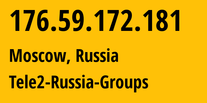 IP-адрес 176.59.172.181 (Москва, Москва, Россия) определить местоположение, координаты на карте, ISP провайдер AS12958 Tele2-Russia-Groups // кто провайдер айпи-адреса 176.59.172.181