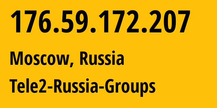 IP address 176.59.172.207 (Moscow, Moscow, Russia) get location, coordinates on map, ISP provider AS12958 Tele2-Russia-Groups // who is provider of ip address 176.59.172.207, whose IP address