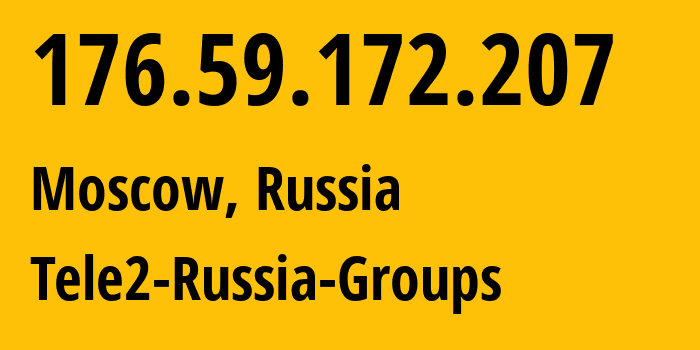 IP-адрес 176.59.172.207 (Москва, Москва, Россия) определить местоположение, координаты на карте, ISP провайдер AS12958 Tele2-Russia-Groups // кто провайдер айпи-адреса 176.59.172.207