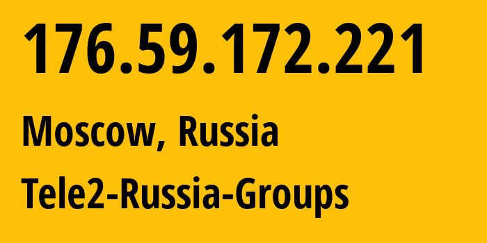 IP-адрес 176.59.172.221 (Москва, Москва, Россия) определить местоположение, координаты на карте, ISP провайдер AS12958 Tele2-Russia-Groups // кто провайдер айпи-адреса 176.59.172.221