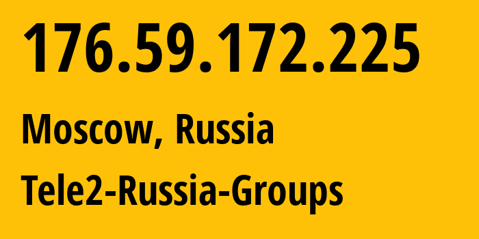 IP address 176.59.172.225 (Moscow, Moscow, Russia) get location, coordinates on map, ISP provider AS12958 Tele2-Russia-Groups // who is provider of ip address 176.59.172.225, whose IP address